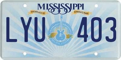 MS license plate LYU403