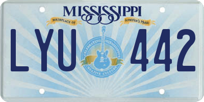 MS license plate LYU442