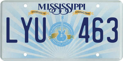 MS license plate LYU463