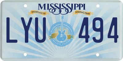 MS license plate LYU494