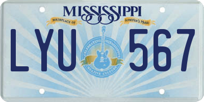 MS license plate LYU567