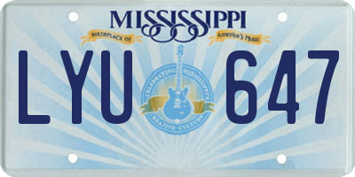 MS license plate LYU647