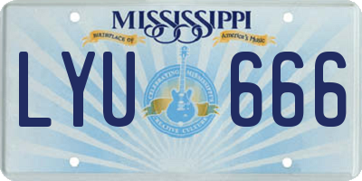 MS license plate LYU666