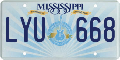 MS license plate LYU668