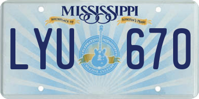 MS license plate LYU670