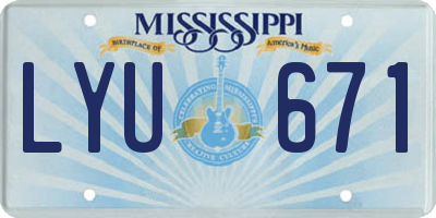 MS license plate LYU671