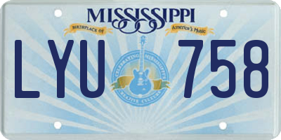MS license plate LYU758