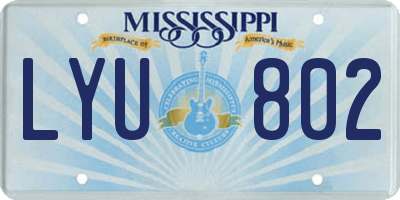 MS license plate LYU802