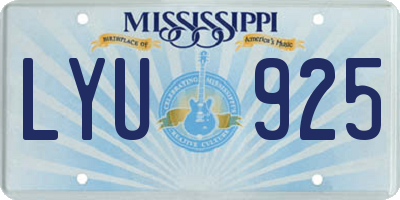 MS license plate LYU925