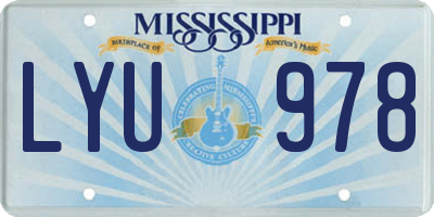 MS license plate LYU978