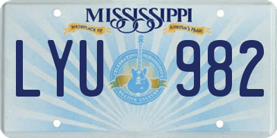 MS license plate LYU982