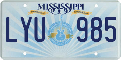 MS license plate LYU985