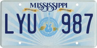 MS license plate LYU987