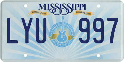 MS license plate LYU997