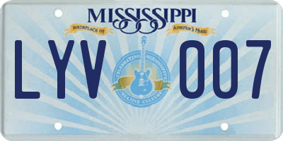 MS license plate LYV007
