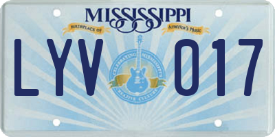 MS license plate LYV017