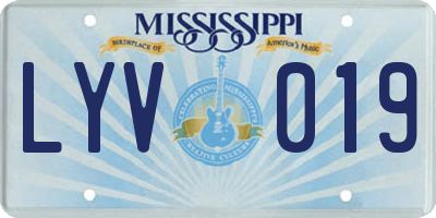 MS license plate LYV019