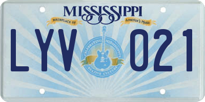MS license plate LYV021