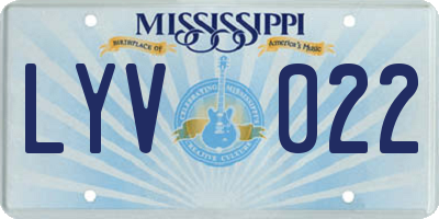 MS license plate LYV022