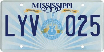 MS license plate LYV025