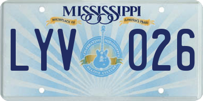 MS license plate LYV026