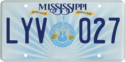 MS license plate LYV027