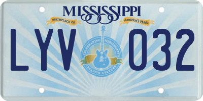 MS license plate LYV032