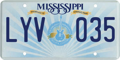 MS license plate LYV035