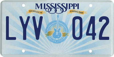 MS license plate LYV042