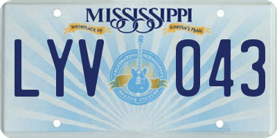 MS license plate LYV043