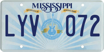 MS license plate LYV072