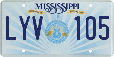 MS license plate LYV105