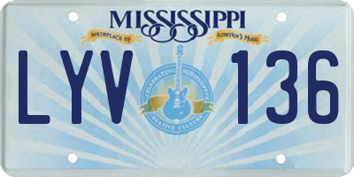 MS license plate LYV136