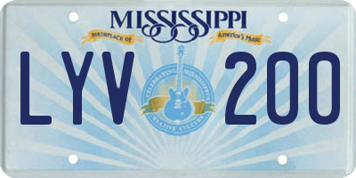 MS license plate LYV200