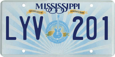 MS license plate LYV201