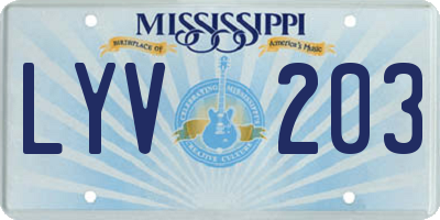 MS license plate LYV203
