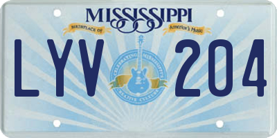 MS license plate LYV204