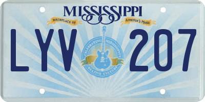 MS license plate LYV207