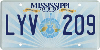 MS license plate LYV209