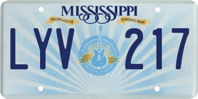 MS license plate LYV217