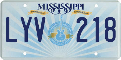 MS license plate LYV218