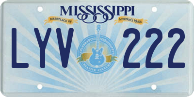 MS license plate LYV222