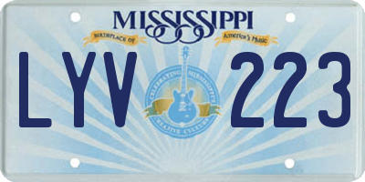 MS license plate LYV223