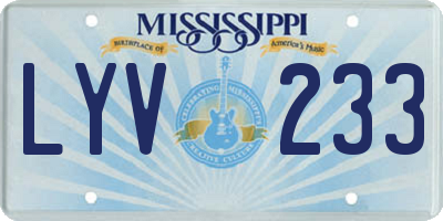MS license plate LYV233