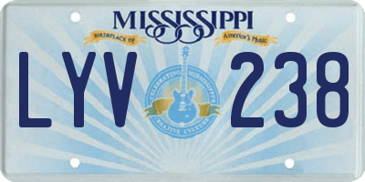 MS license plate LYV238