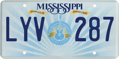 MS license plate LYV287