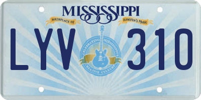 MS license plate LYV310