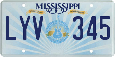 MS license plate LYV345