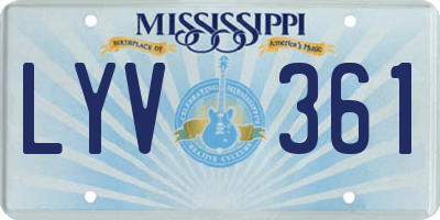 MS license plate LYV361