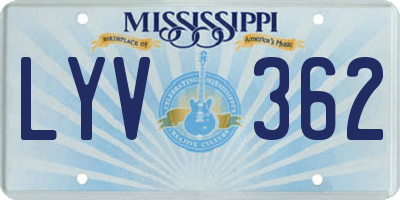 MS license plate LYV362